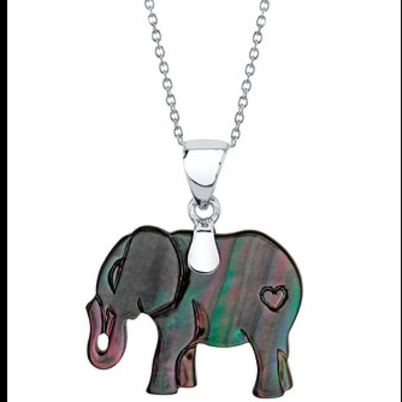 Macy's Jewelry Mother Of Pearl Elephant Necklace In Sterling
